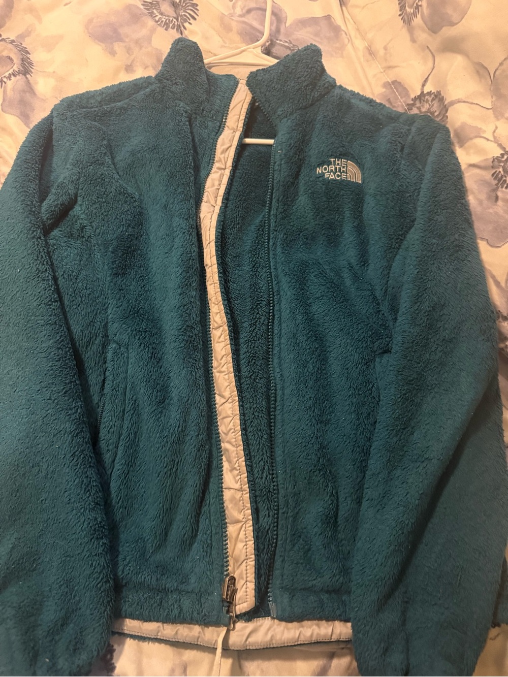 The North Face Teal Plush Fleece Jacket with Contrast Trim